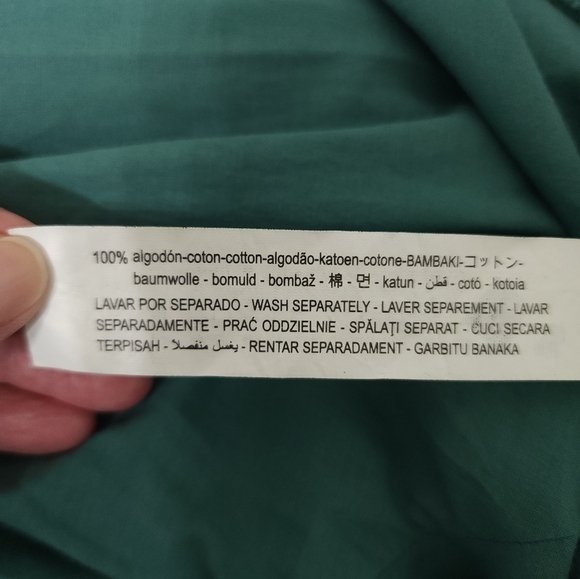 Zara Basic Green Square Neck Boho Embroidered 3/4 Sleeve Size XS - Picture 12 of 12